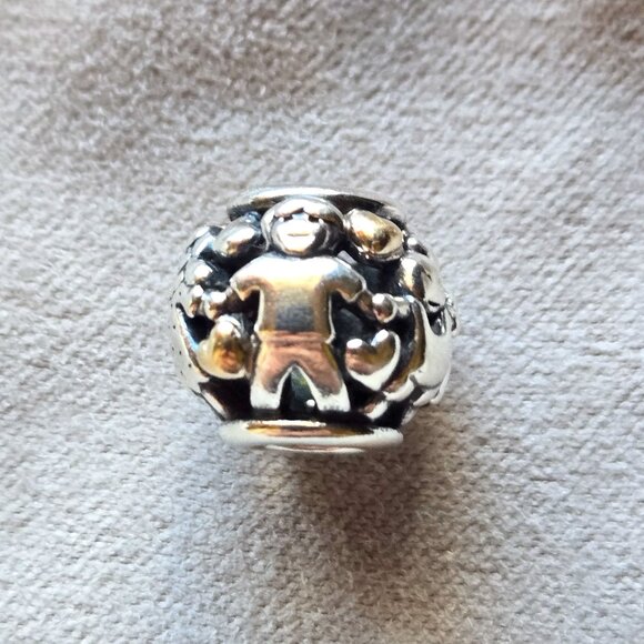 Two Toned Family Forever Pandora Charm in Sterling Silver with 14K Gold Hearts - Picture 2 of 10